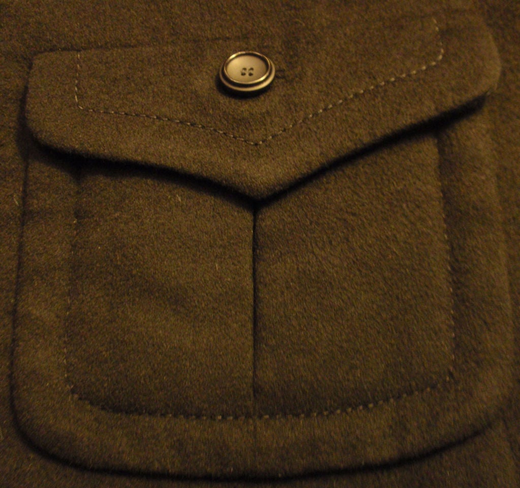 Galanos Vestido Abrigo de Cachemira Negro con Cremallera Delantera y Bolsillos de Parche, Circa 1960's en venta 6