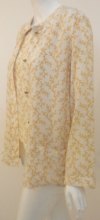 Women's Chanel 2pc Cream/Yellow Silk Blouse and Tank Set For Sale