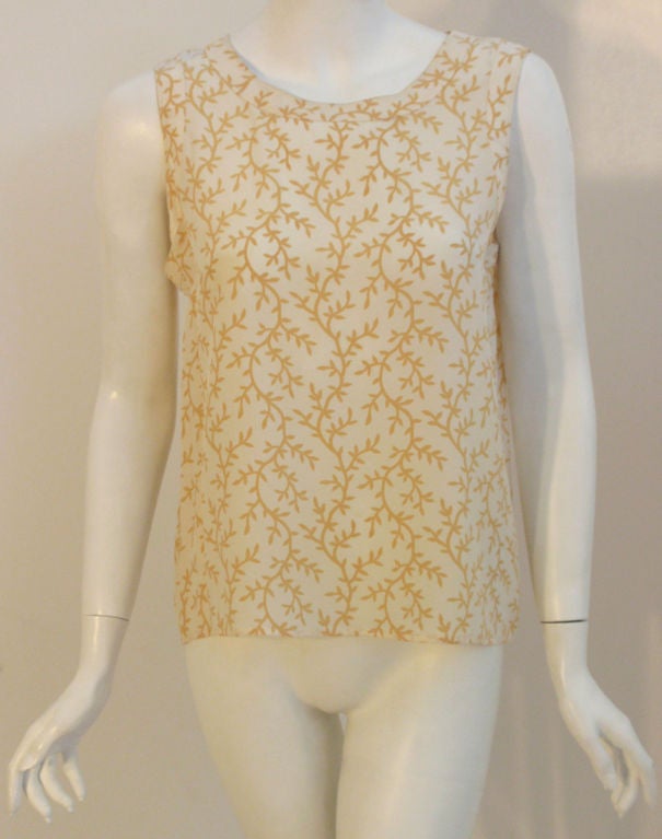 Chanel Vintage Cream Silk Double Breasted Blouse sz M For Sale at 1stDibs
