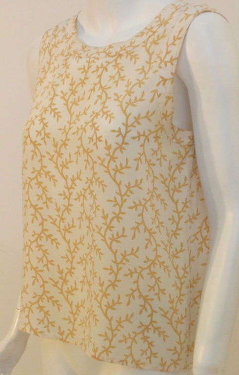Chanel 2pc Cream/Yellow Silk Blouse and Tank Set For Sale 3