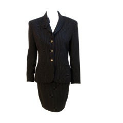 Vintage Norma Kamali 2pc Black/White Jacket and Skirt Set