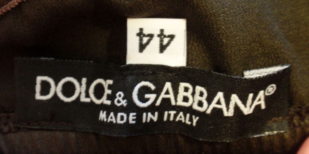 Dolce & Gabbana Chocolate Silk Gown w/Black Lace