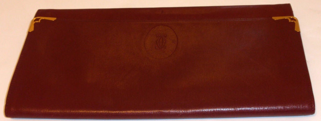 Women's Cartier Vintage Burgundy Leather Envelope Clutch