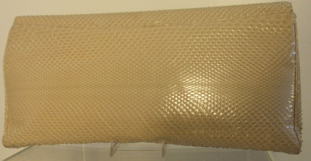 Judith Leiber Vintage Beige Snakeskin Clutch/Shoulder Bag 4