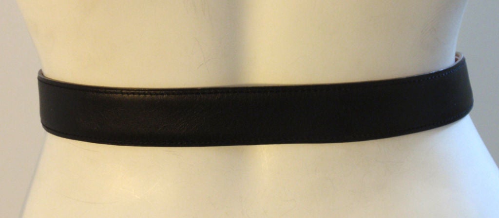 Hermes Black Leather Belt With Gold Buckle, Circa 1990 1