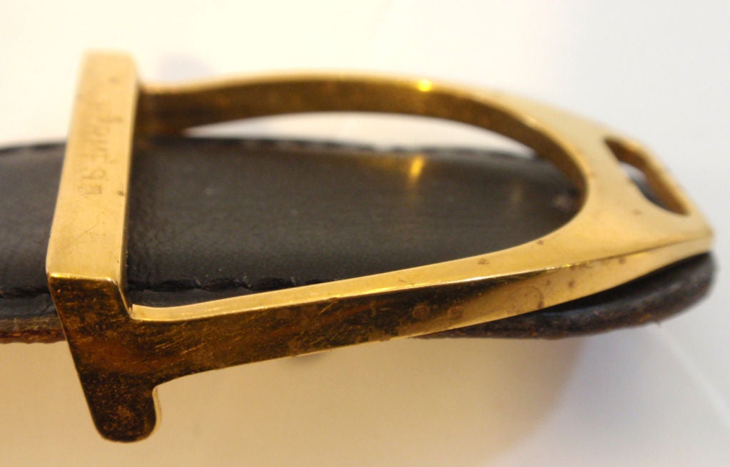 Hermes Black Leather Belt With Gold Buckle, Circa 1990 3