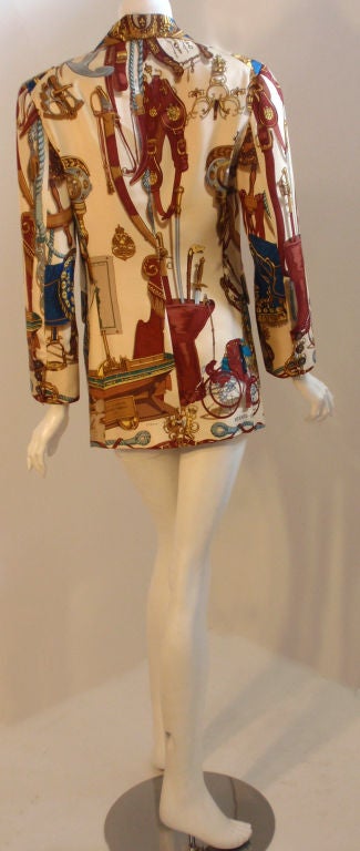 Women's Hermes Cream Silk  Single Breasted Jacket, circa 1990