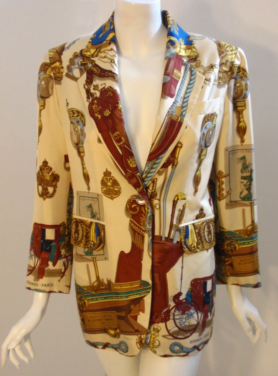 Hermes Cream Silk  Single Breasted Jacket, circa 1990 1