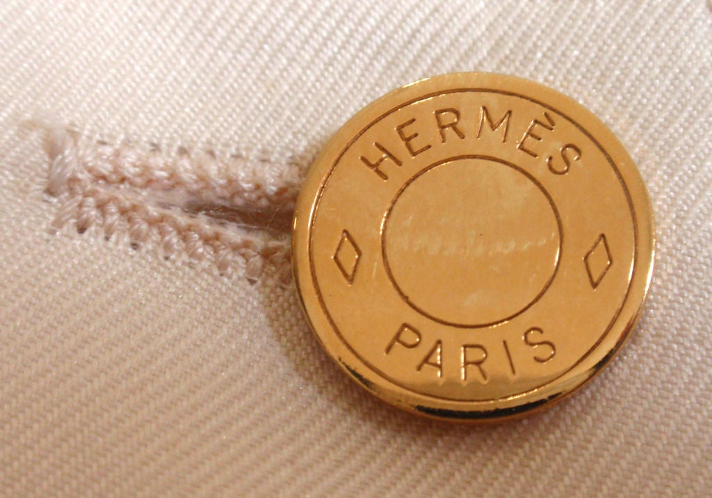 Hermes Cream Silk Blouse/Jacket W/Brown Pegasus Print 4