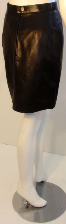 Chanel 2pc Black Leather Bustier and Mini Skirt, Circa 1990 7