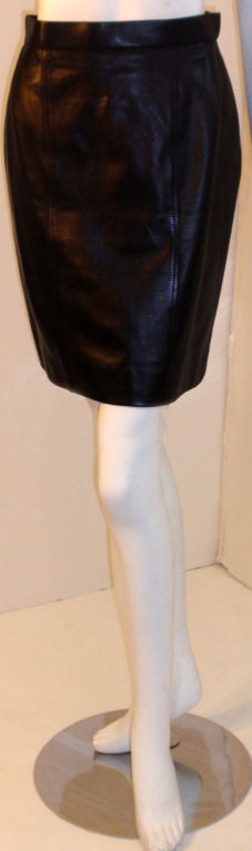 Chanel 2pc Black Leather Bustier and Mini Skirt, Circa 1990 6