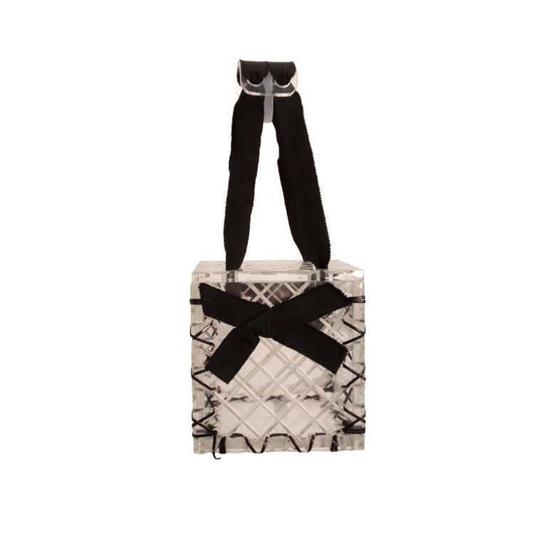 Vintage 1940
s Clear Lucite Square Box Purse