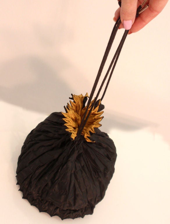 Women's Issey Miyake Black/Gold Reversible Drawstring Bag