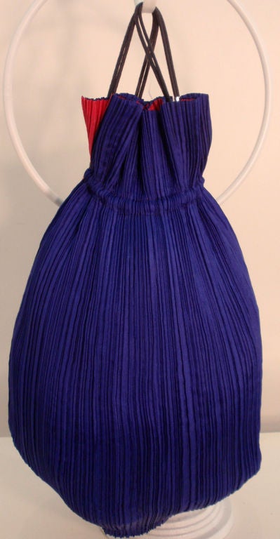 Issey Miyake Purple & Hot Pink Pleated Silk Reversible Bag 3
