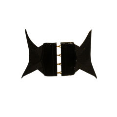 Yves St Laurent Black Bandage Corset Belt w/Patent Leather Trim xs 11