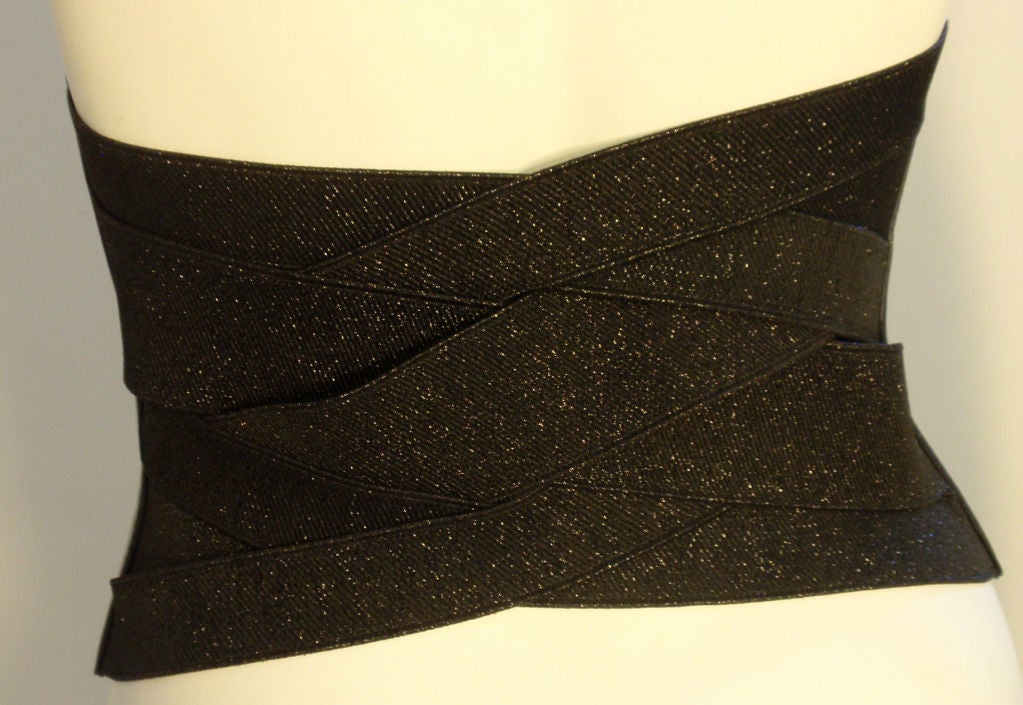 Yves St Laurent Black Bandage Corset Belt w/Patent Leather Trim xs 3