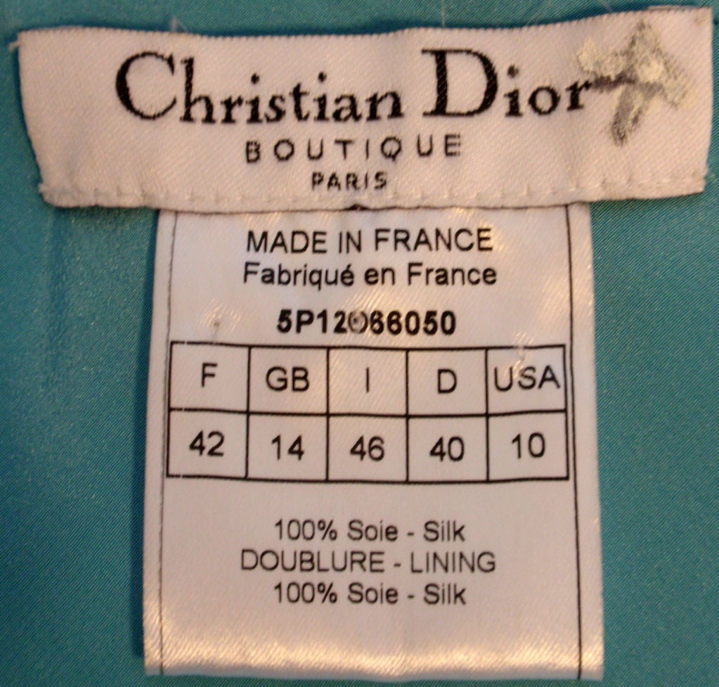 Christian Dior Aqua Blue Chiffon Dress, Circa 1990's