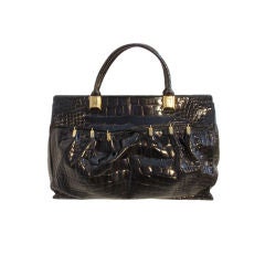 Vintage RARE, Judith Leiber Large Black Crocodile Handbag, 1970