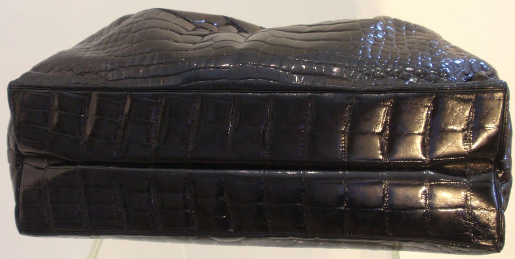 RARE, Judith Leiber Large Black Crocodile Handbag, 1970 4