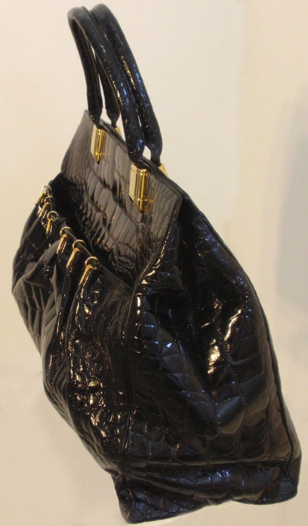 RARE, Judith Leiber Large Black Crocodile Handbag, 1970 5