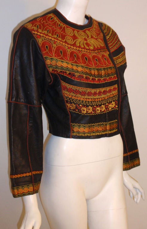 Women's Jean Paul Gautier Black Leather Jacket, Circa 1980