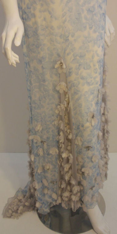 Badgley Mischka Baby Blue Silk Floral Gown 4