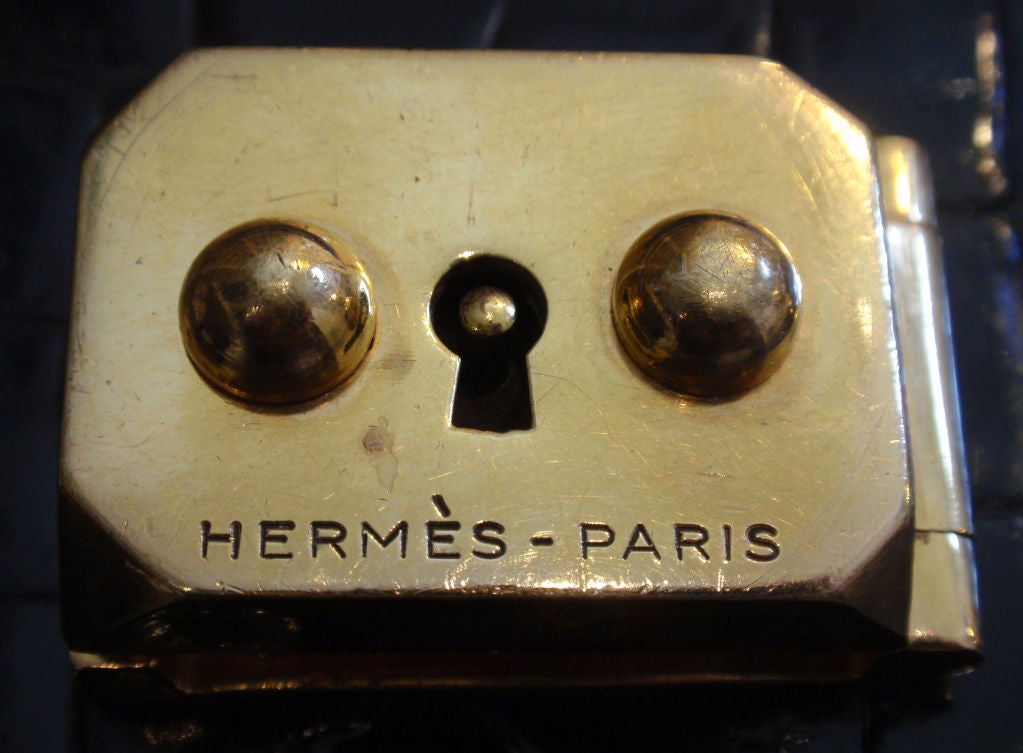 Hermes RARE Black Crocodile Briefcase, Circa 1980 6