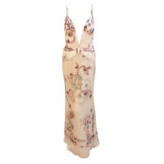 Giorgio Armani Chiffon Floral Print Gown w/Rhinestones