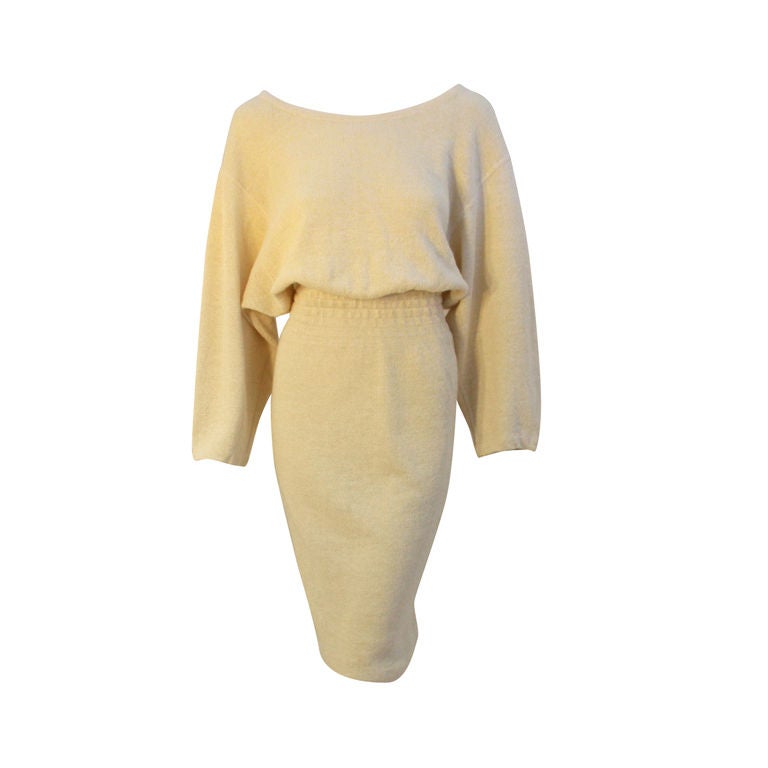 Alaia Cream Knit Long Sleeve Dress at 1stDibs