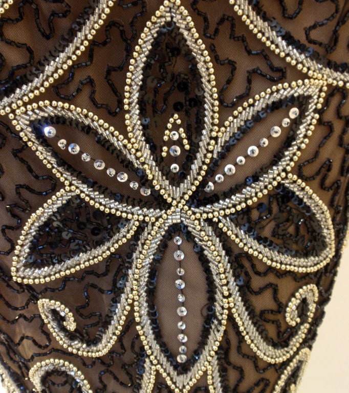 Bob Mackie Deco Style Black and Gold Long Beaded Gown, Circa 1980's 6