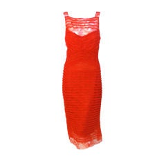Used Vera Wang Red Lace Cocktail Dress, Circa 1990