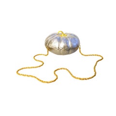 Neiman Marcus Silver "Pumpkin" Clutch/Shoulder Bag, Circa 1980