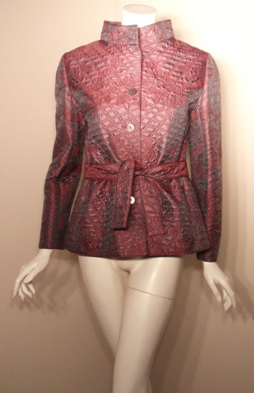 Valentino Purple Quilted Silk Jacket w/Red Stitching, Circa 1990 5