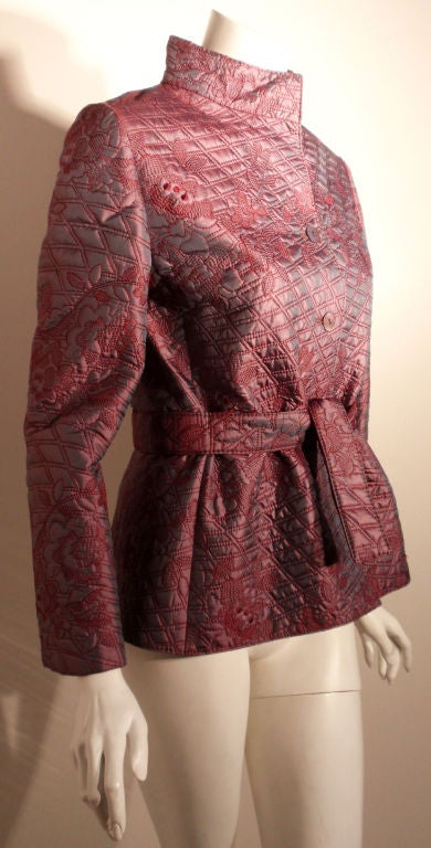 Valentino Purple Quilted Silk Jacket w/Red Stitching, Circa 1990 1