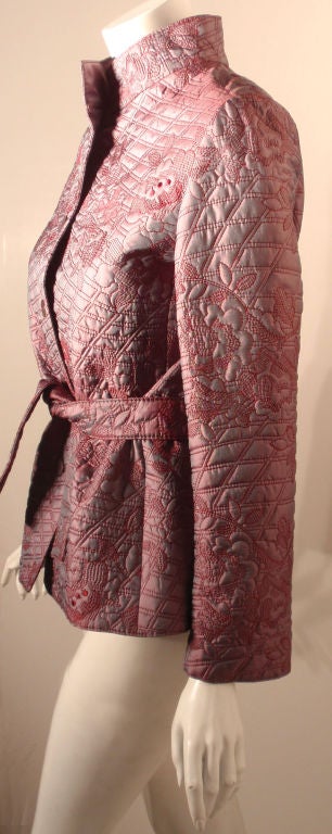 Valentino Purple Quilted Silk Jacket w/Red Stitching, Circa 1990 2