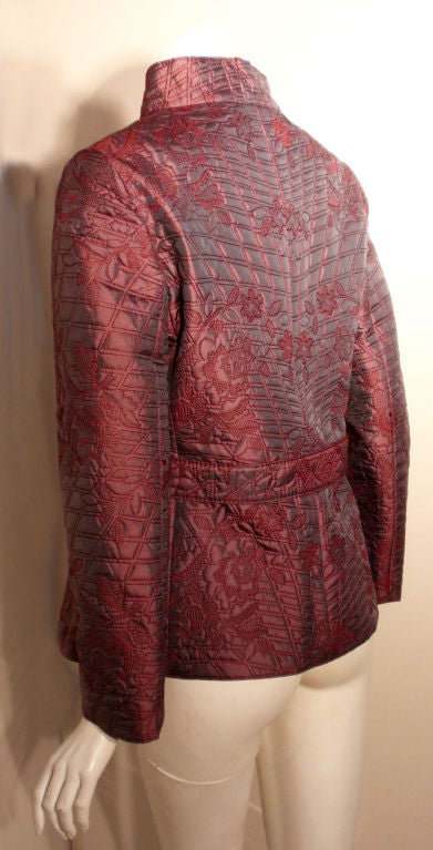 Valentino Purple Quilted Silk Jacket w/Red Stitching, Circa 1990 3