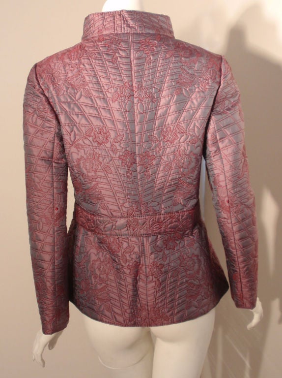 Valentino Purple Quilted Silk Jacket w/Red Stitching, Circa 1990 4