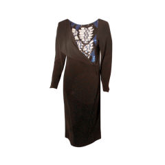 Chloe Black Long Sleeve Dress With Beading, Circa 1980 6