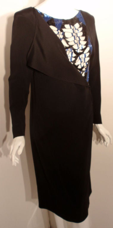 Chloe Black Long Sleeve Dress With Beading, Circa 1980 For Sale at 1stDibs