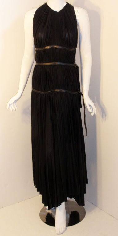 Prada Long Black Pleated Dress, Circa 1990 6