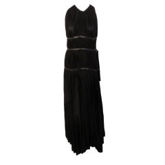 Vintage Prada Long Black Pleated Dress, Circa 1990
