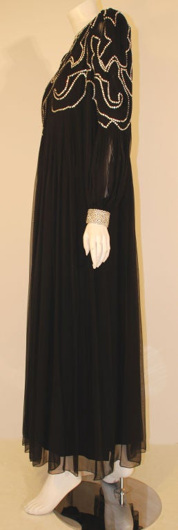 Galanos Long Black Chiffon Gown, Circa 1980's In Excellent Condition In Los Angeles, CA