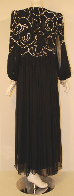 Women's Galanos Long Black Chiffon Gown, Circa 1980's