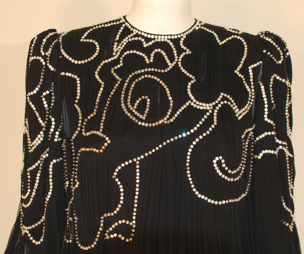 Galanos Long Black Chiffon Gown, Circa 1980's 1
