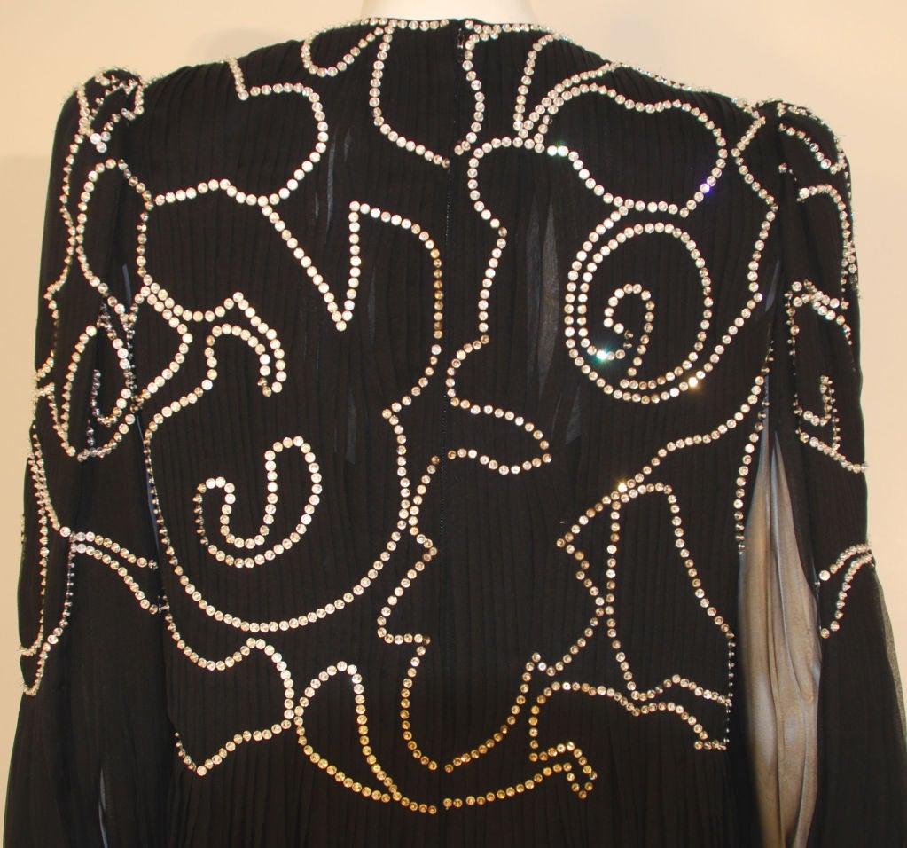 Galanos Long Black Chiffon Gown, Circa 1980's 3