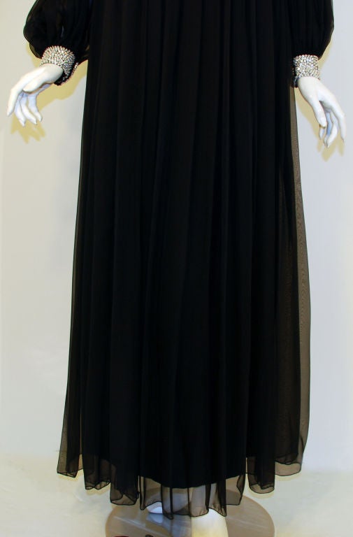 Galanos Long Black Chiffon Gown, Circa 1980's 4