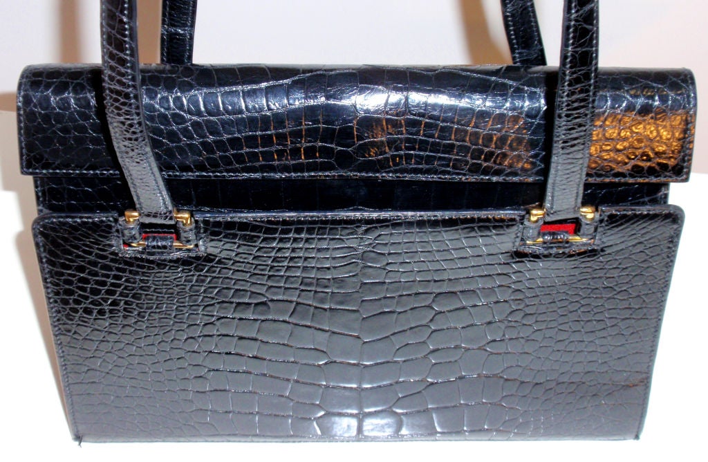 Renaud Pellegrino Vintage Black Alligator Handbag, Circa 1990 3