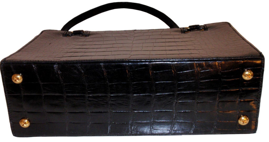 Renaud Pellegrino Vintage Black Alligator Handbag, Circa 1990 4