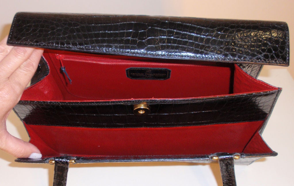 Renaud Pellegrino Vintage Black Alligator Handbag, Circa 1990 5