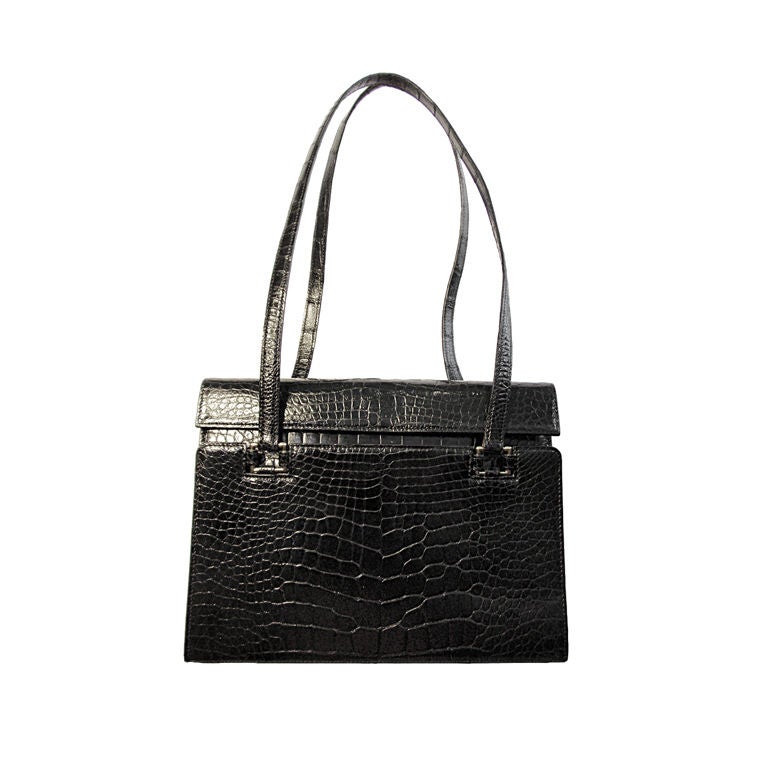 Renaud Pellegrino Vintage Black Alligator Handbag, Circa 1990 at 1stDibs